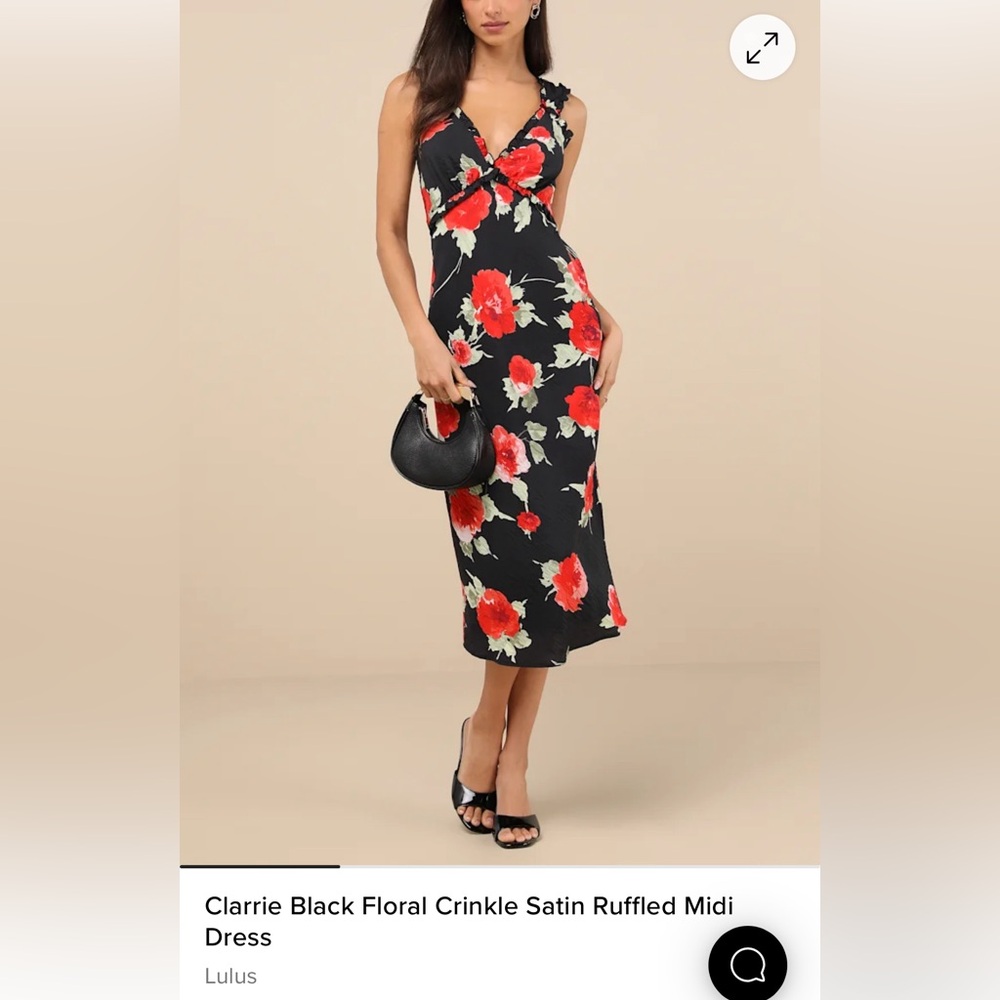 NWT Lulu's Clarrie Red and Black Plunge Neck Ruched Midi Dress